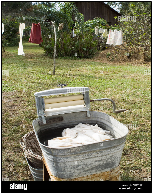 Tub used for washing clothing and bathing.